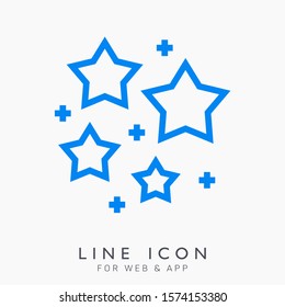 Star decorative vector line icons for rating and rate. Party and holiday design element.