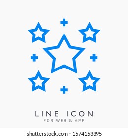 Star decorative vector line icons for rating and rate. Party and holiday design element.