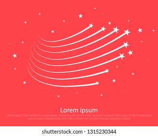Star design tattoos. Black Shooting Star with Elegant Star Trail - Meteoroid, Comet, Asteroid. Abstract Falling Star. Stardust trail, comet line.
