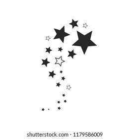  Estrella. Tatuajes de diseño estelar. Vector de icono de estrella. Clásico rango aislado. Diseño moderno y plano. Pictograma del sitio web de Star, aplicación móvil. Estrellas negras sobre fondo blanco