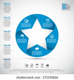 Star design template and infographics. Display information with original and modern style. All elements in separate layers.
