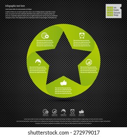 Star design template and infographics on carbon fiber background. Display information with original and modern style. 