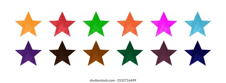 Estrella en diferentes colores sobre un fondo blanco. conjunto de iconos.