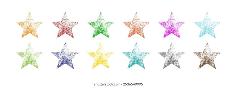 Star in different colors on a white background. set of icons.
