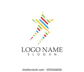 Star digital pixel logo design concept