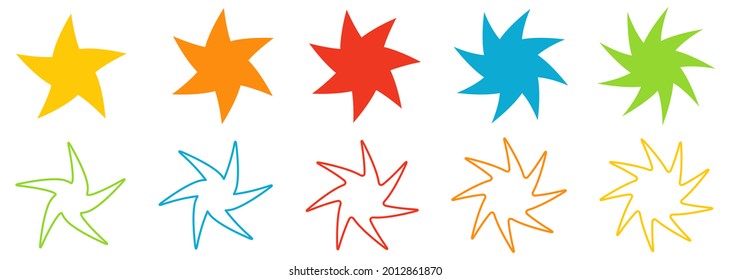 Star with distorted, slightly twisted spikes, version with five to nine points