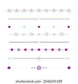 Juego de Vector de línea de decoración de borde de divisor de estrella 