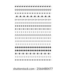 Star divider border frame horizontal line vector shape icon for decorative vintage doodle element for design in vector illustration