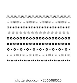 Star divider border frame horizontal line vector shape icon for decorative vintage doodle element for design in vector illustration