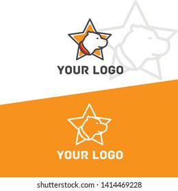 star dog logo for pet shop or nursery of animals