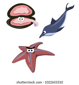 Star, Dolphin, and Shell
