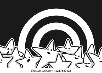vector de doodle estrella en blanco y negro