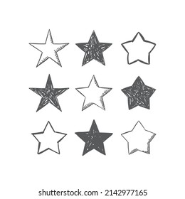 Star doodle collection. Hand drawn stars.