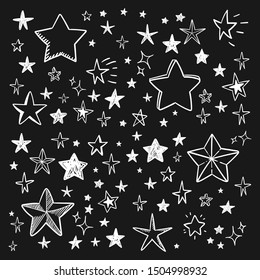 Star doodle collection. Set of hand drawn stars. Scribble illustrations.