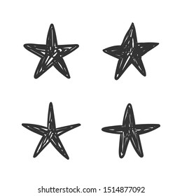 Star doodle collection. Set of hand drawn stars. Sketch illustration.