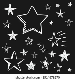 Star doodle collection. Set of hand drawn stars. Scribble illustrations.