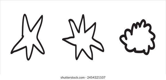 Star doodle collection. Set of hand drawn stars. Scribble illustrations.