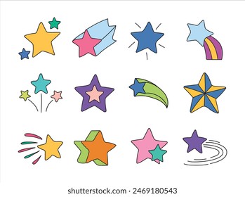 Star Doodle Illustration Set Paket