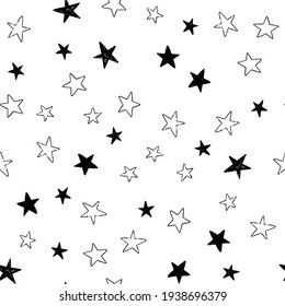 Star Doodle Seamless Pattern. Background Texture.