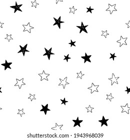 Star doodle seamless pattern. Background texture.