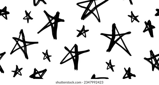 Sterndoodle Nahtlose Muster Hintergrund. einzeln auf weißem Hintergrund. handgezeichnete Vektorgrafik