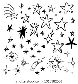 Star Doodles On White Background Hand Stock Vector (Royalty Free ...