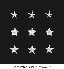 Star doodle set, hand drawn stars collection.