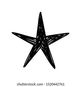 Star doodle vector icon. Hand drawn grunge sketch.