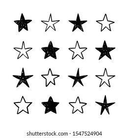 Star doodles collection. Hand drawn stars.