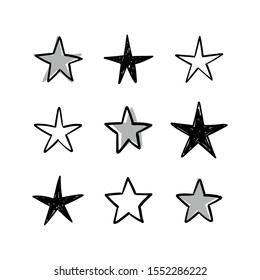 Star Doodles Collection. Hand Drawn Stars.