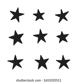 Star doodles collection. Set of hand drawn stars. Vector cartoon illustrations.