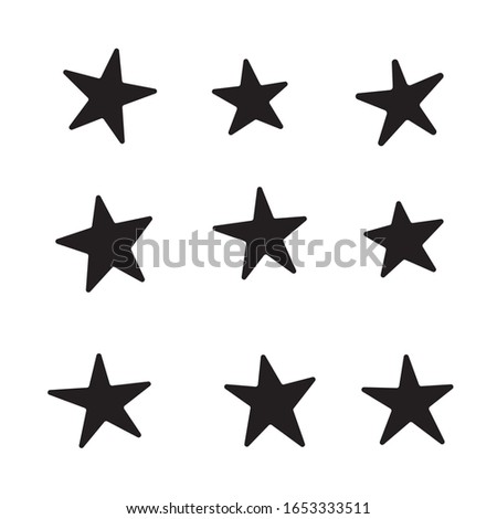 Star doodles collection. Set of hand drawn stars. Vector cartoon illustrations.