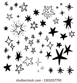 Star Doodles, Hand Drawn Stars Vector Set