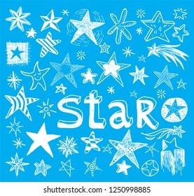 Star Doodles, hand drawn vector illustration.