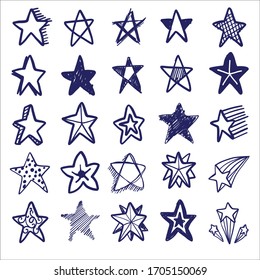 Star Doodles, hand drawn vector illustration.