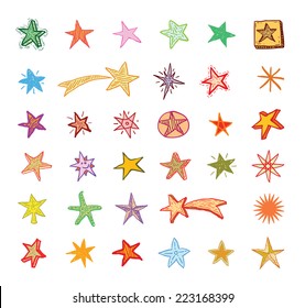 Star Doodles, hand drawn vector illustration.