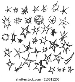 Star Doodles, hand drawn vector illustration.