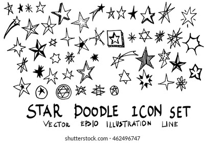 Star Doodles, Hand Drawn Vector Illustration.