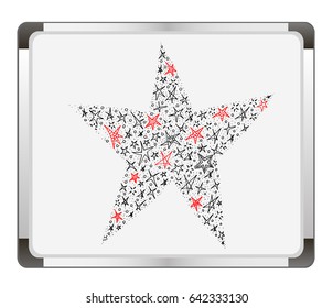 Star Doodles on flip chart background. set of hand drawn stars. Vector illustration.