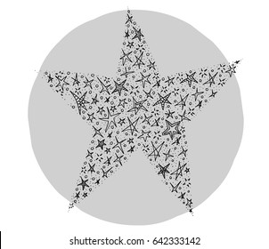 Star Doodles on white background.set of hand drawn stars. Vector illustration.