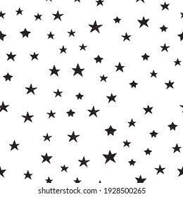 Star doodles pattern. Seamless background with stars. Hand drawn illustration.