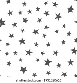 Star doodles pattern. Seamless background with stars. Hand drawn illustration.