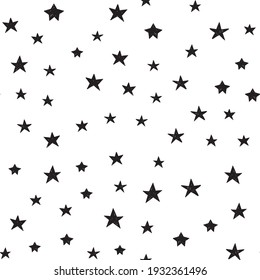 Star doodles pattern. Seamless background with stars. Hand drawn illustration.