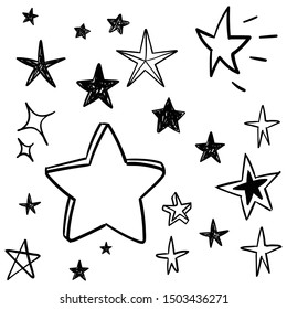 Star doodles pattern. Stars background texture.