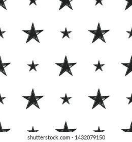 Star doodles seamles pattern. Hand drawn stars texture.