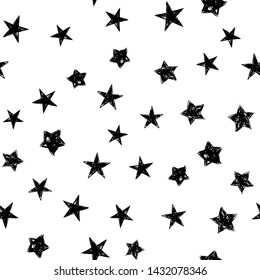 Star doodles seamless pattern. Hand drawn stars texture background.