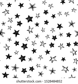 Star doodles seamless pattern. Hand drawn stars texture background.