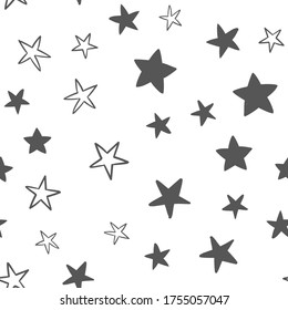 Star doodles nahtloses Muster. Handgezeichnete Sterne Hintergrundstruktur.