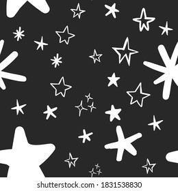 Estrella garabatos sin fisuras. Estrellas dibujadas a mano. Colección de vectores.