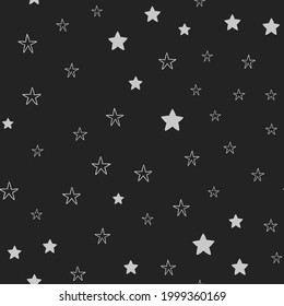 Estrella garabatos sin fisuras. Ilustraciones de estrellas dibujadas a mano, textura de fondo. Monocromático.